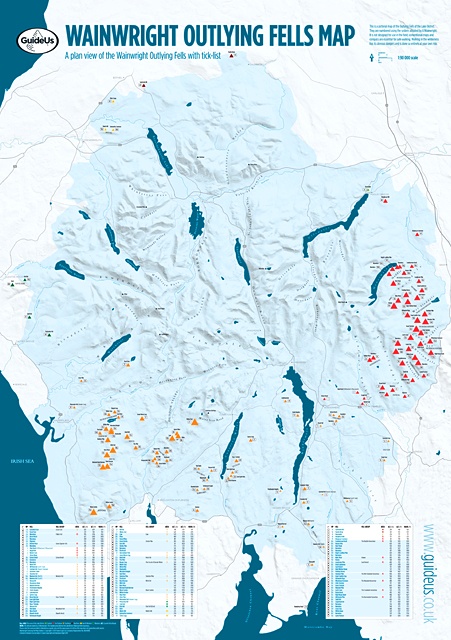 Wainwright Outlying Fells Map & Tick List